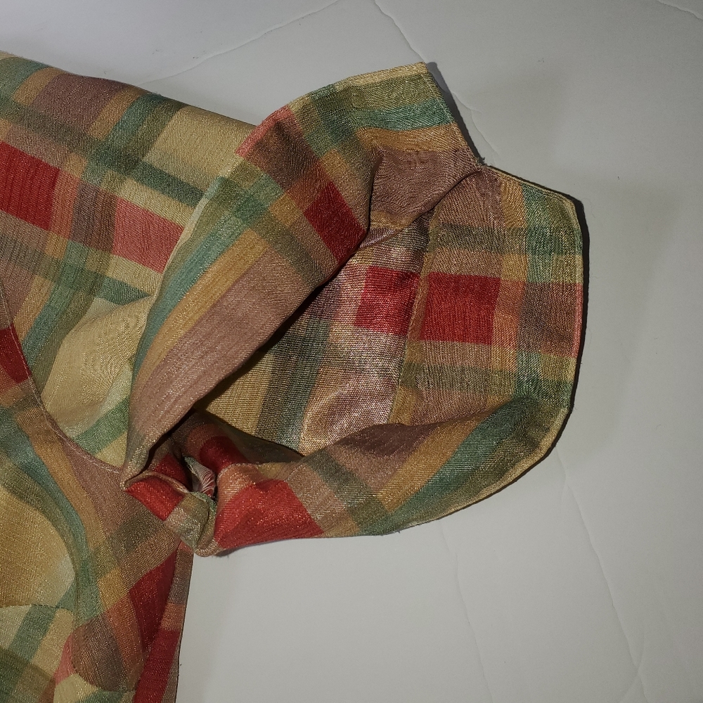 O'kief & O'kief Sport Plaid,Button down,Collared,Split sleeve Top - Picture 4 of 6